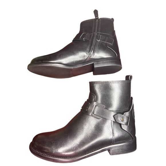Tory Burch Colton Black Leather Logo Bootie NWOB Size 6 - Picture 6 of 9